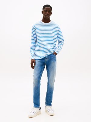 jeans austin slim fit affusolati con baffature blue da uomini tommy jeans