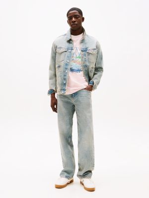 blauw jaimie loose jeans met rechte broekspijpen voor heren - tommy jeans