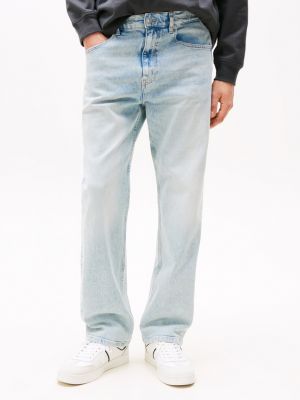 blau otis straight leg jeans mit fade-effekt für herren - tommy jeans