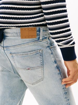 jean slim fuselé austin délavé denim pour hommes tommy jeans