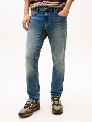 blau scanton slim jeans mit whisker-effekt für herren - tommy jeans