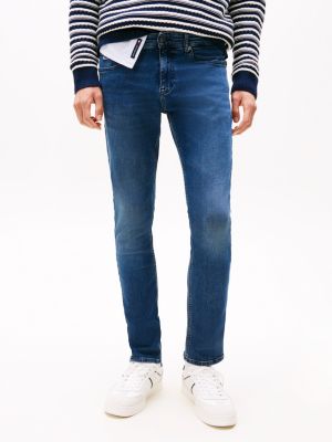 jeans scanton slim fit sbiaditi blu da uomini tommy jeans