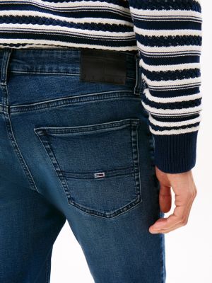 jean slim scanton délavé bleu pour hommes tommy jeans