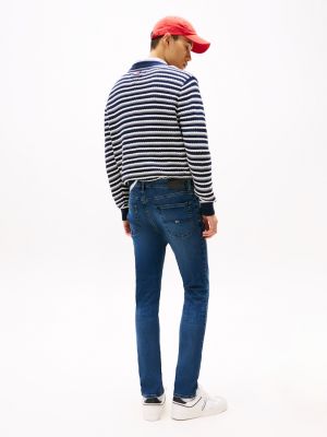 jean slim scanton délavé bleu pour hommes tommy jeans