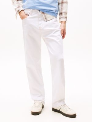 white otis white straight leg jeans for men tommy jeans