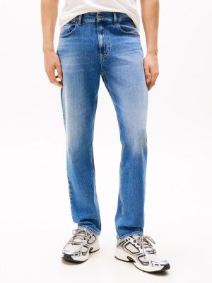 blue ryan faded slim straight leg jeans for men tommy jeans