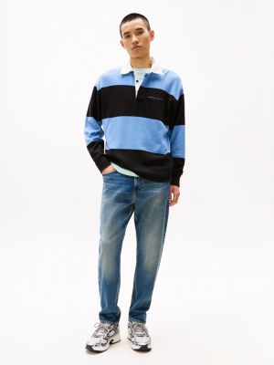 blue isaac tapered jeans met fading voor heren - tommy jeans