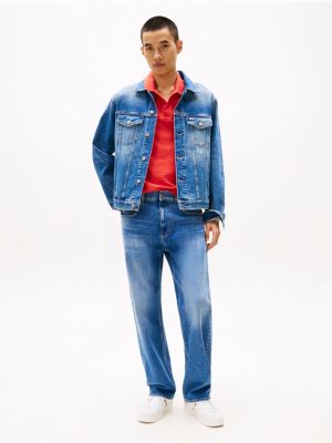 blue otis straight leg jeans mit fade-effekt für herren - tommy jeans