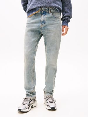 blue ryan distressed slim straight leg jeans for men tommy jeans