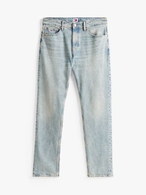 blue ryan distressed slim straight leg jeans for men tommy jeans