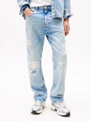 blue otis distressed straight leg jeans for men tommy jeans