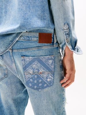 jean droit otis usé bleu pour hommes tommy jeans