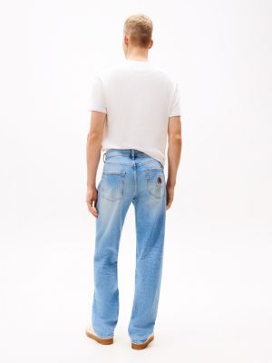 blau loose fit jeans mit wappen-stickerei für herren - tommy jeans