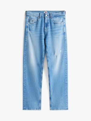 blue crest embroidery loose jeans for men tommy jeans