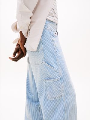 blauw jaimie loose fit jeans met strepen voor heren - tommy jeans