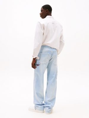 blauw jaimie loose fit jeans met strepen voor heren - tommy jeans