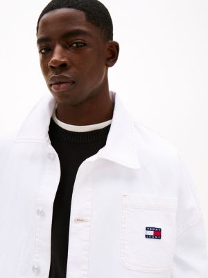 white relaxed utility jacket for men tommy jeans