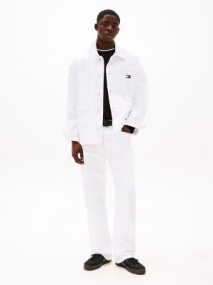 white relaxed utility jacket for men tommy jeans