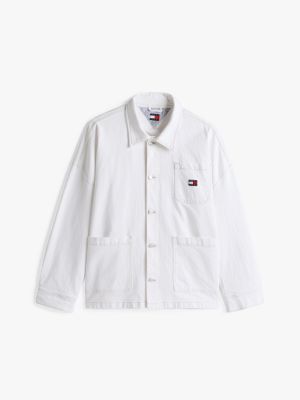 white relaxed utility jacket for men tommy jeans