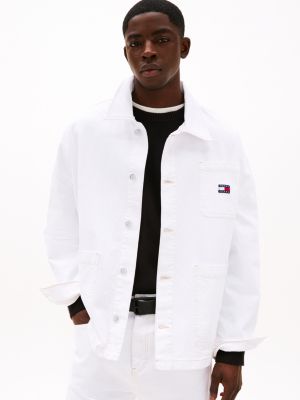 white relaxed utility jacket for men tommy jeans