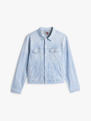 blue ryan stripe relaxed trucker jacket for men tommy jeans