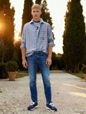 blue austin slim tapered jeans for men tommy jeans