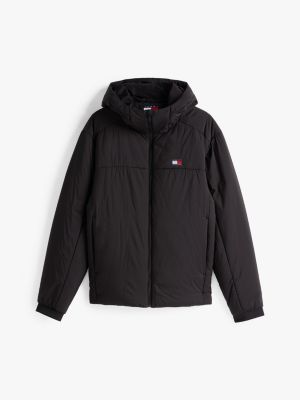 schwarz leichtgewichtige windjacke mit kapuze für herren - tommy jeans