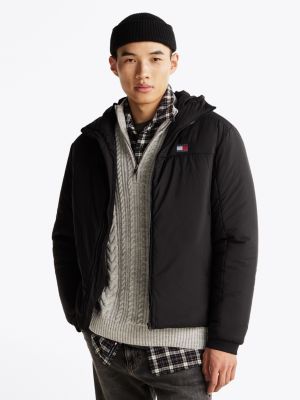 black lichtgewicht windbreaker met capuchon voor heren - tommy jeans