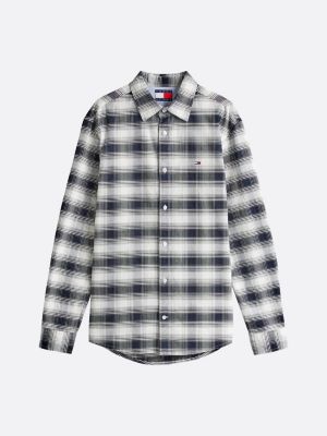 multi relaxed fit check oxford shirt for men tommy jeans