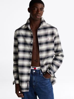 multi relaxed fit check oxford shirt for men tommy jeans