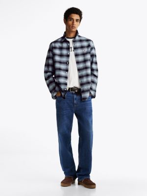 multi relaxed fit check oxford shirt for men tommy jeans