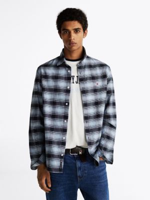 multi relaxed fit check oxford shirt for men tommy jeans