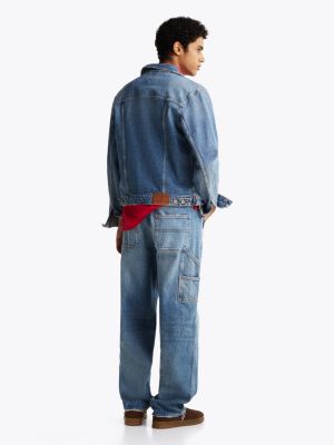 veste trucker en denim ryan bleu pour hommes tommy jeans