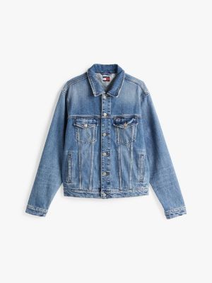 veste trucker en denim ryan bleu pour hommes tommy jeans