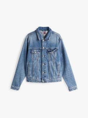 blue ryan denim trucker jacket for men tommy jeans