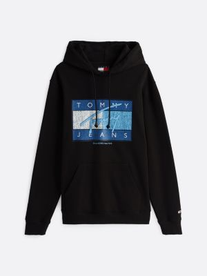 black logo drawstring hoody for men tommy jeans