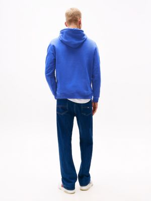 blue logo drawstring hoody for men tommy jeans