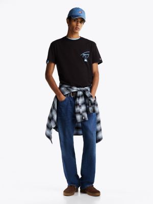 t-shirt à logo emblématique au dos noir pour hommes tommy jeans