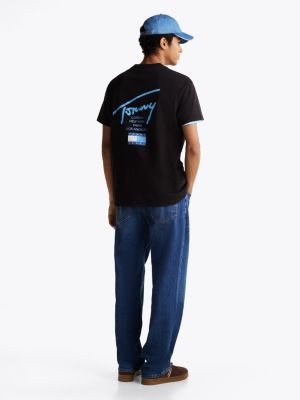 t-shirt à logo emblématique au dos noir pour hommes tommy jeans