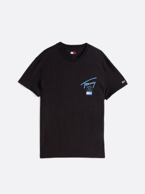 t-shirt à logo emblématique au dos noir pour hommes tommy jeans