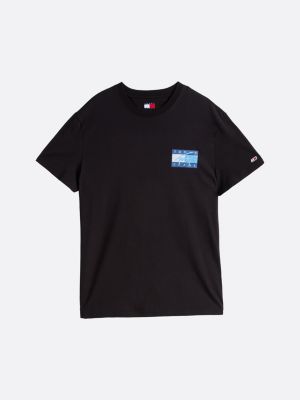 czarny t-shirt z sygnowanym logo z tyłu dla mężczyźni - tommy jeans