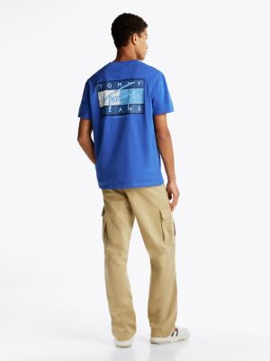 blue signature back logo t-shirt for men tommy jeans