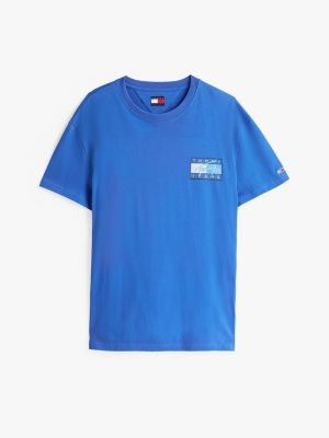 blau signature baumwoll-t-shirt mit rückenlogo für herren - tommy jeans