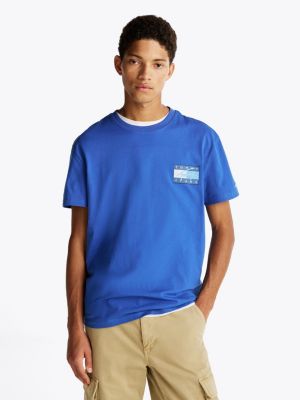 blau signature baumwoll-t-shirt mit rückenlogo für herren - tommy jeans