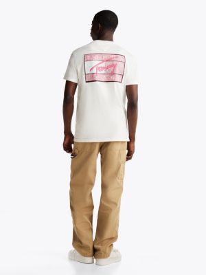 white signature back logo t-shirt for men tommy jeans