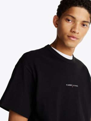 schwarz relaxed fit t-shirt mit aufgesticktem logo für herren - tommy jeans