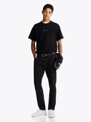 black logo embroidery relaxed t-shirt for men tommy jeans