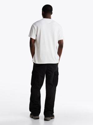 white logo embroidery relaxed t-shirt for men tommy jeans