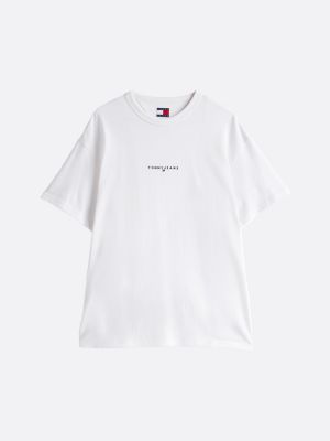 white logo embroidery relaxed t-shirt for men tommy jeans