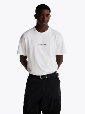 white relaxed fit t-shirt met geborduurd logo voor heren - tommy jeans